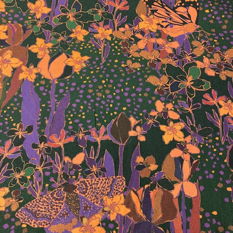 Marylene madou -viscose Crepe -bloemen en vlinders- 32€ /m