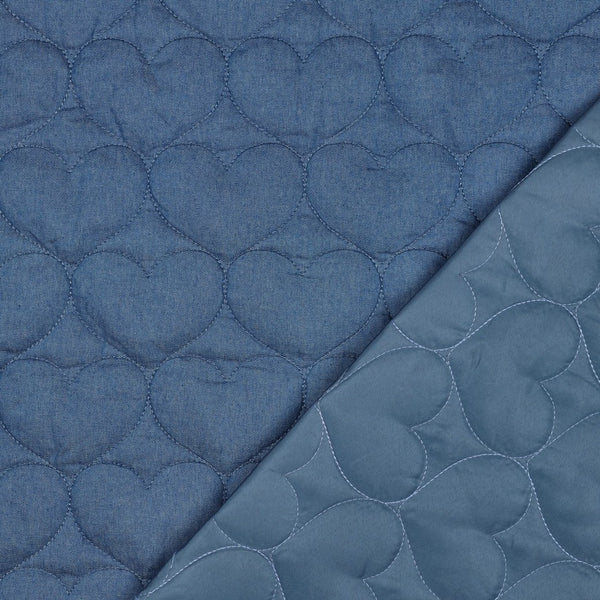 Jeans- Doorgestikte hartjes - blauw-  €22/m