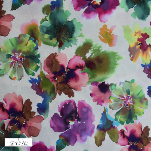 Crinkle -  grote bloemen  ecru-  €31/m