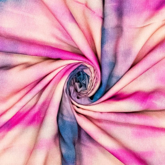 Viscose  -Tie dye look Roze-  17 € /m