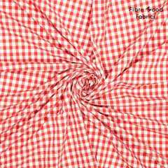 FM -Seersucker ruit rood/wit  - € 19/m