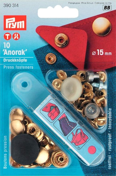 Prym -drukknopen anorak- goud 15mm - € 12,90