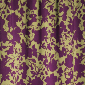 Atelier Jupe- Khaki viscose met paarse bloemen-  € 26 /m