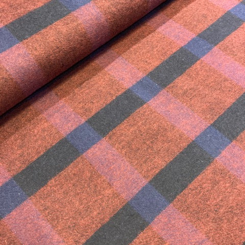 Flanel - Ruit - Bordeaux  blauw -  € 18/m