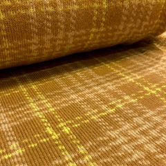 Jas stof - ruit beige en limoengeel-  € 49/m