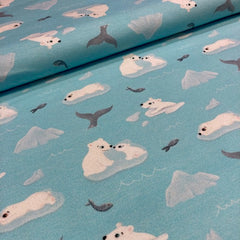 French Terry - knuffelende ijsberen  - € 28/m