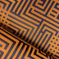 Jacquard - grafisch bruin en blauw -  €43 /m