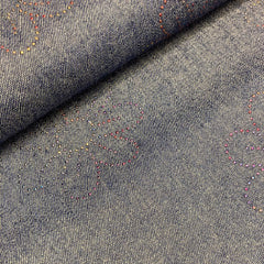 Chambray- Dunne jeans  met bloemen - € 18/m