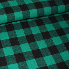 Flanel - Ruit - Groen en zwart-  € 20/m