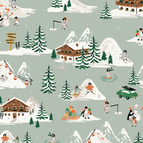 Kerst  landschap - muntgroen € 25/m