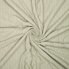 Linnenlook - Licht groen  streep ecru - € 15/m