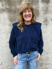 Gebreid  - ribfluweel Donker blauw - € 21/m