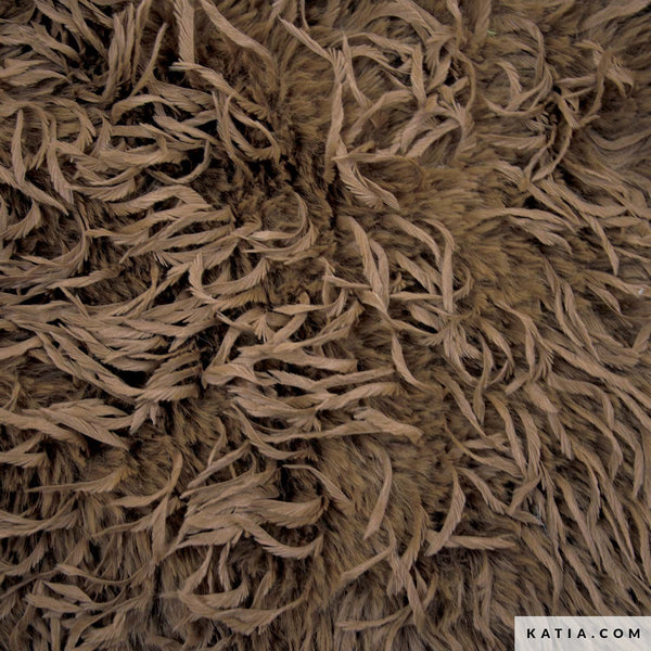 katia - Langharige pels met veren - bruin- € 31/m